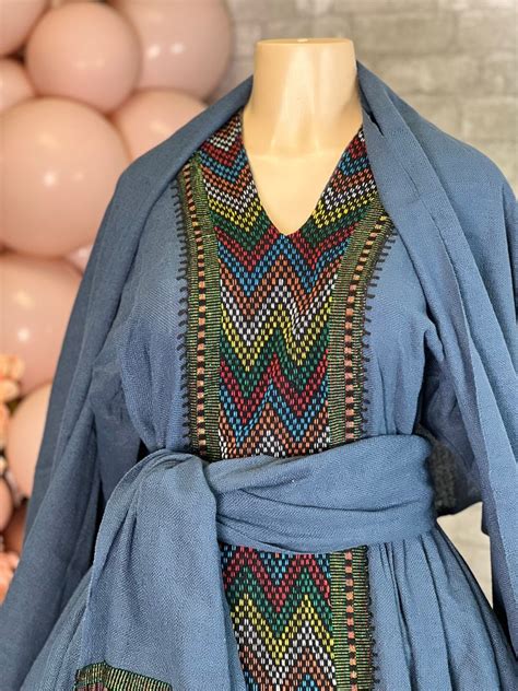 Raya Wollo Ethiopian Traditional Blue Dress Etsy