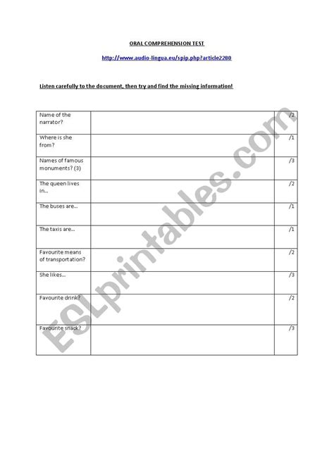 Listening Grid A1 Esl Worksheet By Lilsuk