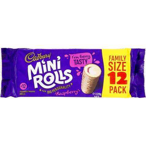 Cadbury Raspberry Mini Rolls 12 Pack Woolworths