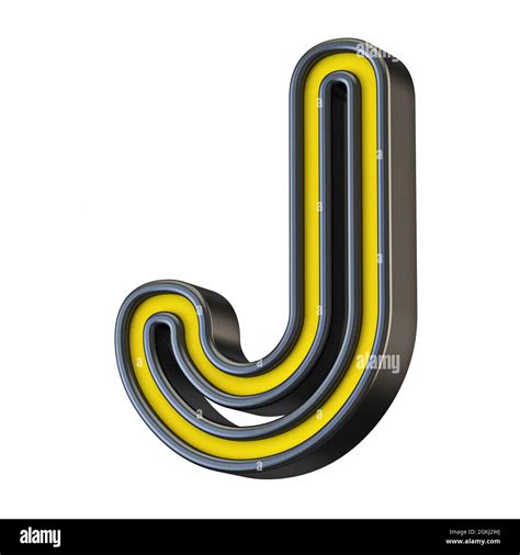 Yellow Black Outlined Font Letter J D Rendering Illustration Isolated