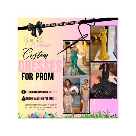 Luxury Prom Dress Editable Flyer Custom Dresses For Prom Digital