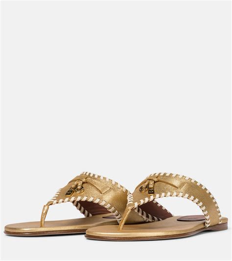 Loro Piana - Jovis metallic leather thong sandals Loro Piana