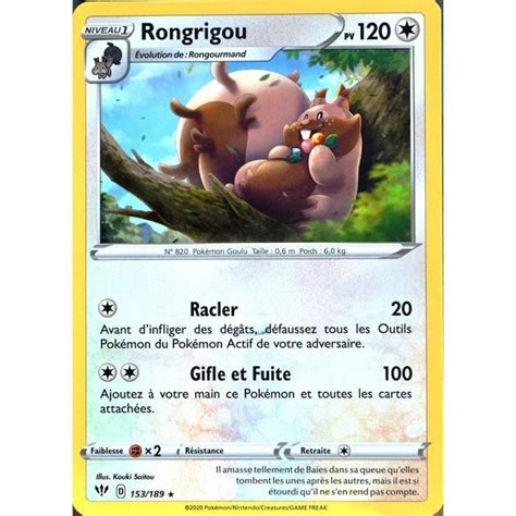 Carte Pok Mon Rongrigou Eb Ep E Et Bouclier T N Bres