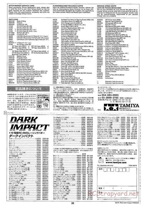 Tamiya 58370 Manual Dark Impact DF 03 RCScrapyard Radio