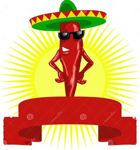 Hot Mexican Chili Pepper Label Stock Vector Illustration Of Summer Mexico 8090655