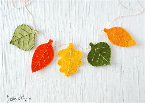 Pdf Pattern Autumn Leaves Felt Garland Pattern Halloween Etsy In 2020