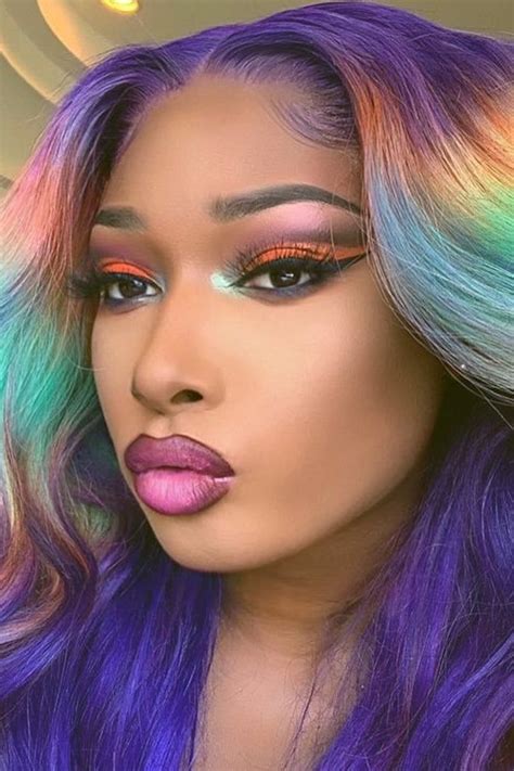 Megan Thee Stallion And Her Rainbow Wig Would Like To Wish You A Happy