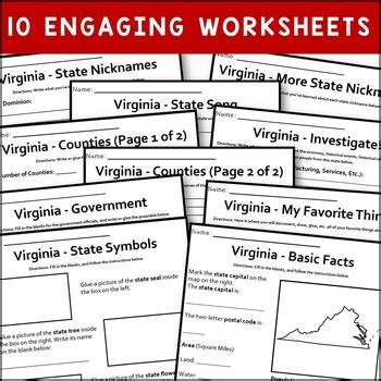 Virginia State Worksheets By Knowledge Box Central Tpt