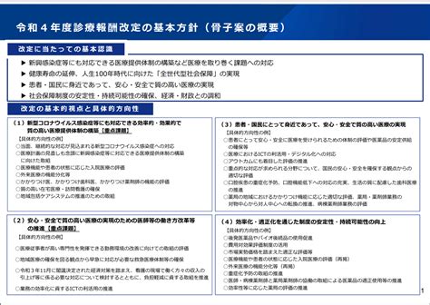 厚生労働省が「令和4年度診療報酬改定の基本方針」を公開しました。 千葉大学病院 次世代医療構想センター／ブログ