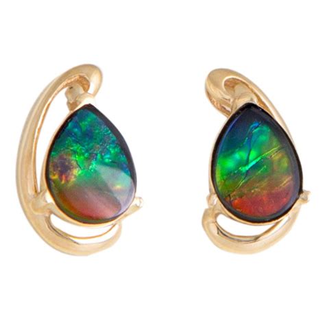 Ammolite Earrings 14K Gold