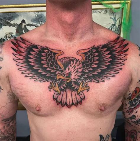 Realistic Eagle Chest Tattoo