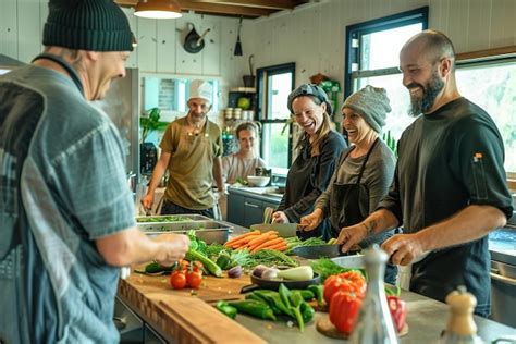 Premium Photo Cooking Class Participants Gather In A Wellequipped