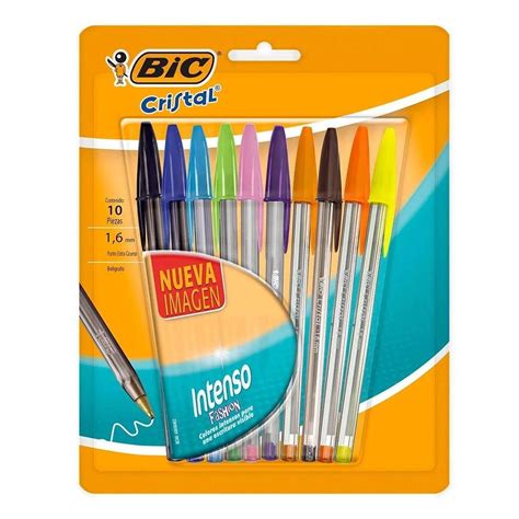 Bolígrafo BIC Cristal Punto Grueso de Colores 10 Piezas Walmart