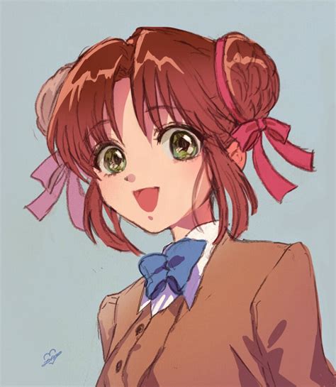 Yuuinami Yuuki Miaka Fushigi Yuugi Highres 1girl Blue Bow Bow Brown Hair Brown Jacket