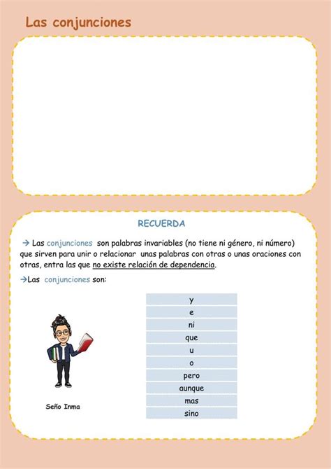 Conjunciones Activity Workbook School Subjects Google Classroom