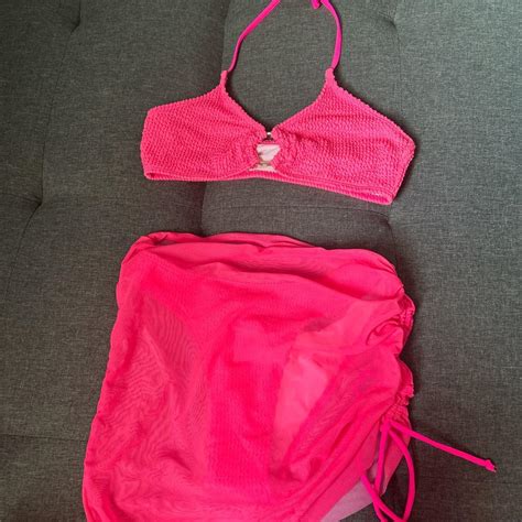 Hot Pink Bikini With Gold Hardware Hot Pink Depop