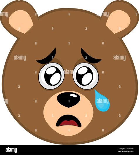 Vector Illustration Face Brown Bear Grizzly Cartoon With A Sad