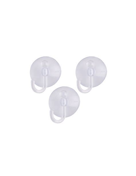 3M Lot de 3 crochets à ventouse en plastique cristal transparent Ø3 6