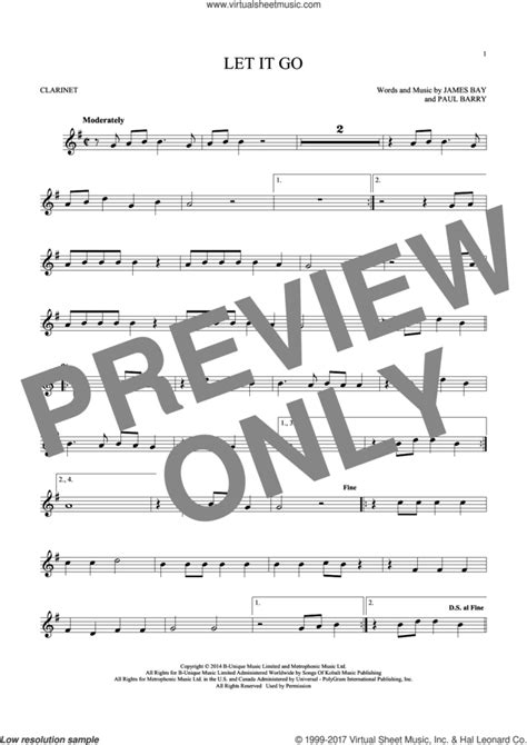 Let It Go Sheet Music For Clarinet Solo Pdf Interactive