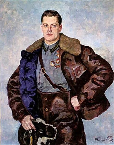 Portrait of a Hero of the Soviet Union, Pilot A. B. Yumashev, 1941 ...