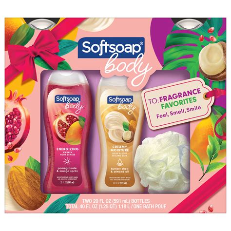 Softsoap Body Wash T Set 2 20 Oz Bottles Pouf