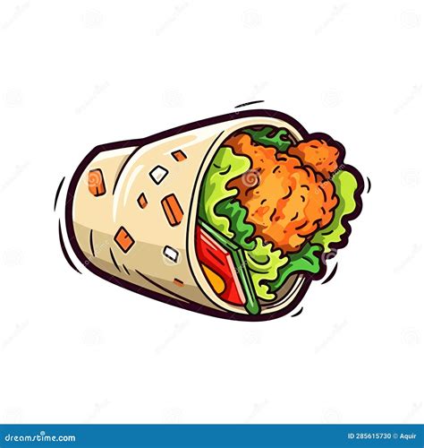 Chicken Tortilla Wrap Hand Drawn Illustration Chicken Wrap Vector