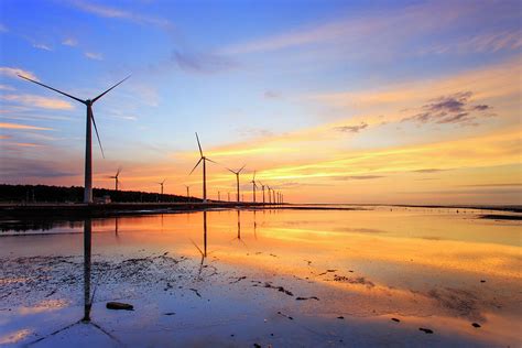 Wind Turbine Farm Sunset