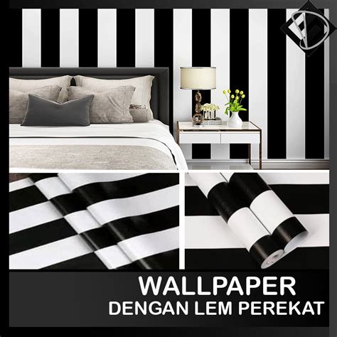 Jual Bayar Di Tempat Cod Wallpaper Dinding Motif Salur Garis Hitam