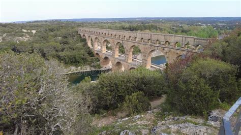 Majestic Pont Du Gard Ancient Roman Aqueduct In France Stock Footage