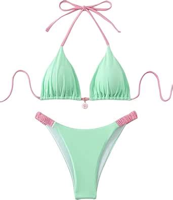 Amazon Roseseek Conjunto De Bikini De Piezas De Corte Alto Para Mujer Traje De Ba O