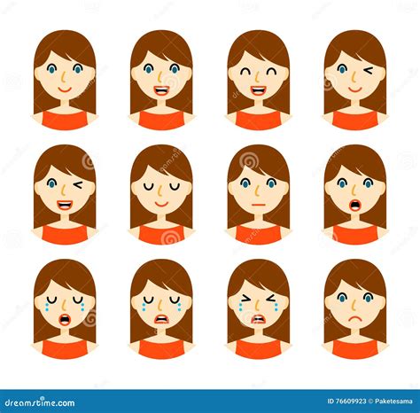 Woman Facial Expressions Stock Vector Illustration Of Cute 76609923