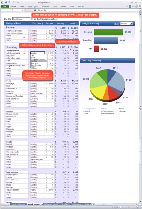 Department Budget Spreadsheet With Budget Planner Quick Budget Excel