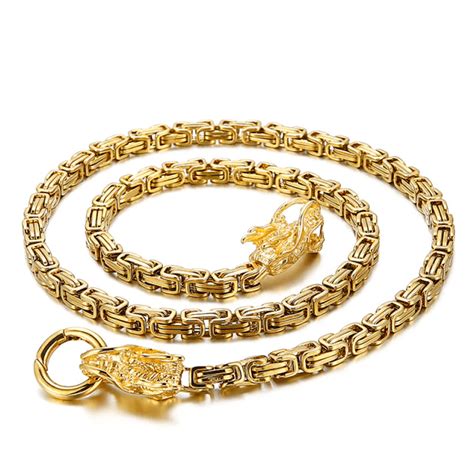 Gold Dragon Chain Necklace in Stainless Steel for Men