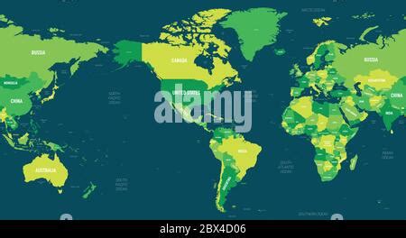 North America Map Green Hue Colored On Dark Background High Detailed