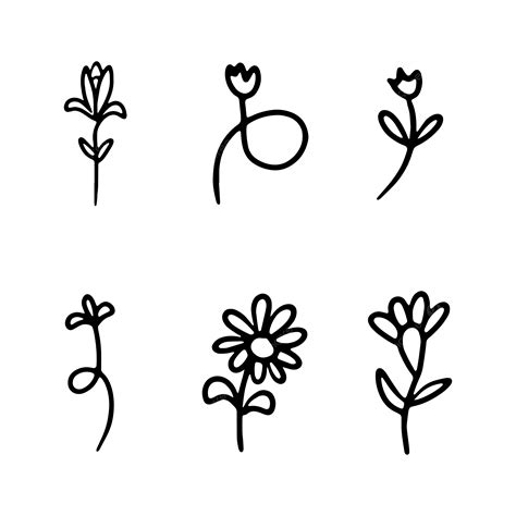 Doodle Scribble Hand Drawn Flower Vector Flower Doodle Hand Drawn