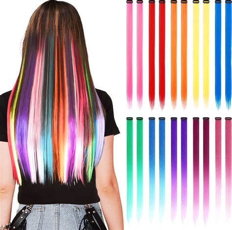 Osprey 20 Pcs Rainbow Colored Hair Extensions Multi Color