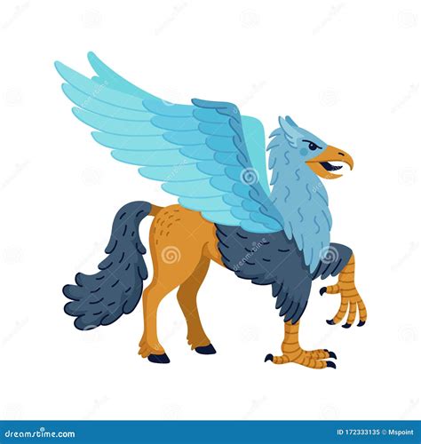 Magical Creatures Set. Mythological Animal - Hippogriff. Flat Style ...