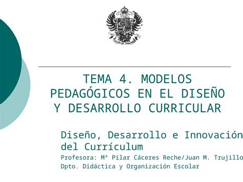 Ppt Tema Modelos Pedag Gicos En El Dise O Y Desarrollo Curricular