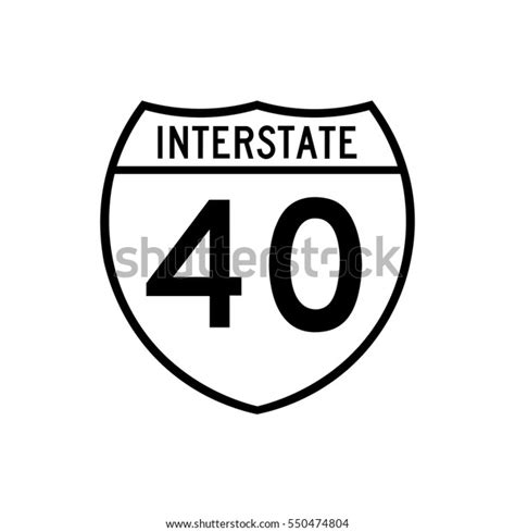 Interstate Highway 40 Road Sign White Stock Vector Royalty Free