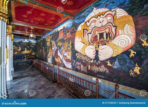 Thai Mural Painting At Wat Phra Kaew Stock Photo Image 57743034