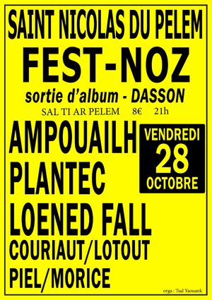 Fest Noz à Saint Nicolas du Pélem le 28 octobre 2022 Tamm Kreiz