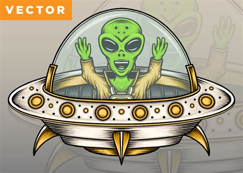 Funny Alien Riding Ufo Vector Graphic By WODEXZ Creative Fabrica