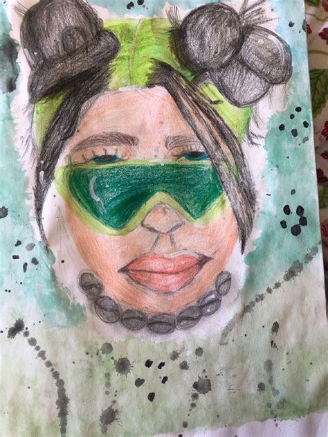 Billie Eilish Watercolour Coloured Pencil Art