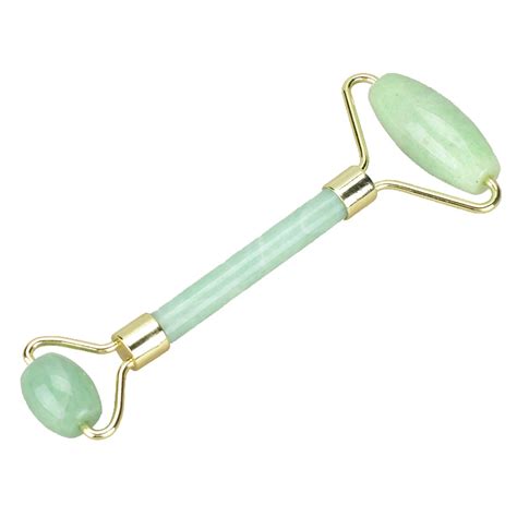 Double Head Massager Rollers For Face Green Aventurine Jade Facial Massage Roller Anti Cellulite