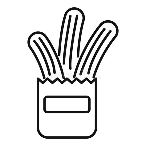Churros Street Food Takeaway Pack Icon Line Style Stock Illustration
