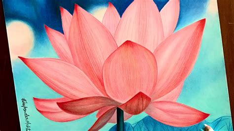 Realistic Lotus Sketch Prismacolor Pencils Beautiful Flower Art Youtube