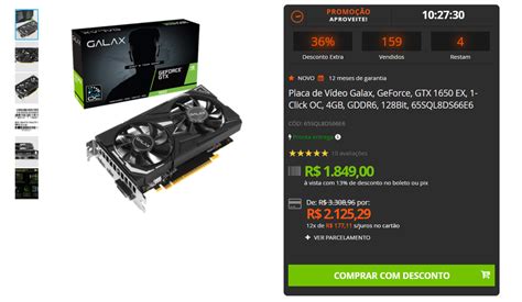 Placa De Vídeo Galax Geforce Gtx 1650 Ex 1 Click Oc 4gb Gddr6