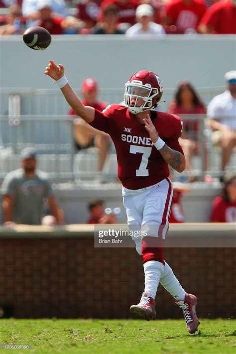 Quarterback Spencer Rattler of the Oklahoma Sooners throws a pass ...