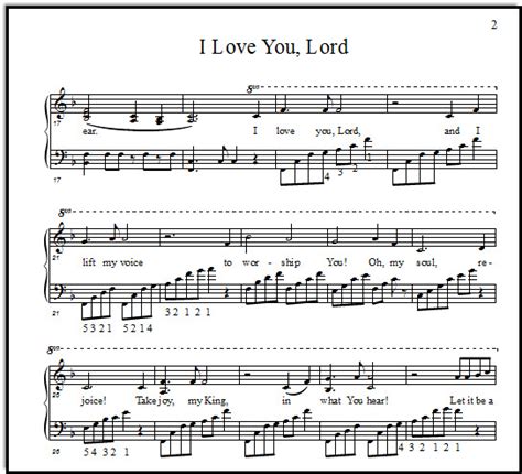 I Love You Lord Sheet Music And Easy Tabs For Piano Voice And Guitar