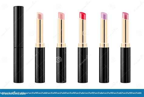 Set Of Lipsticks Lip Balms And Glosses Mockup Isolated On White